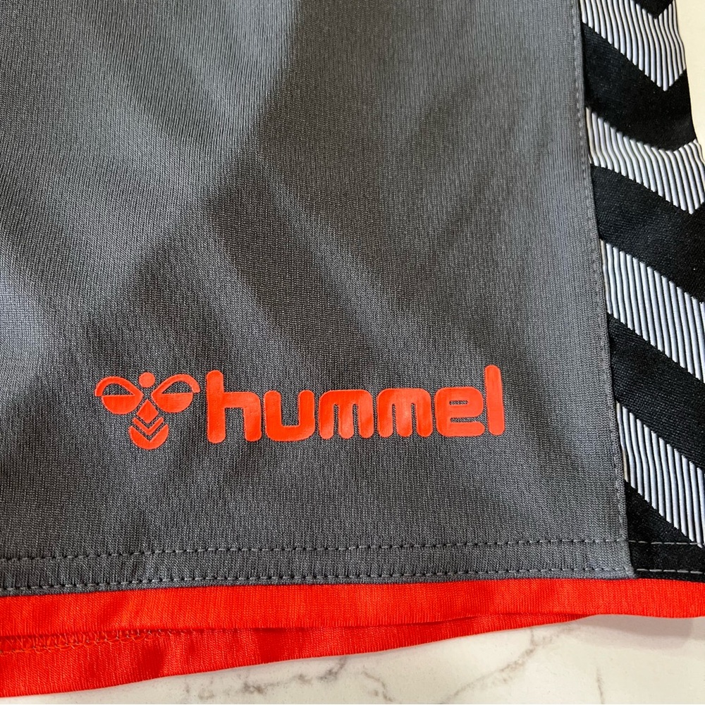 Hummel Authentic Poly Soccer Football Shorts EU S US XS NWT Gray Orange Men’s - Picture 4 of 16